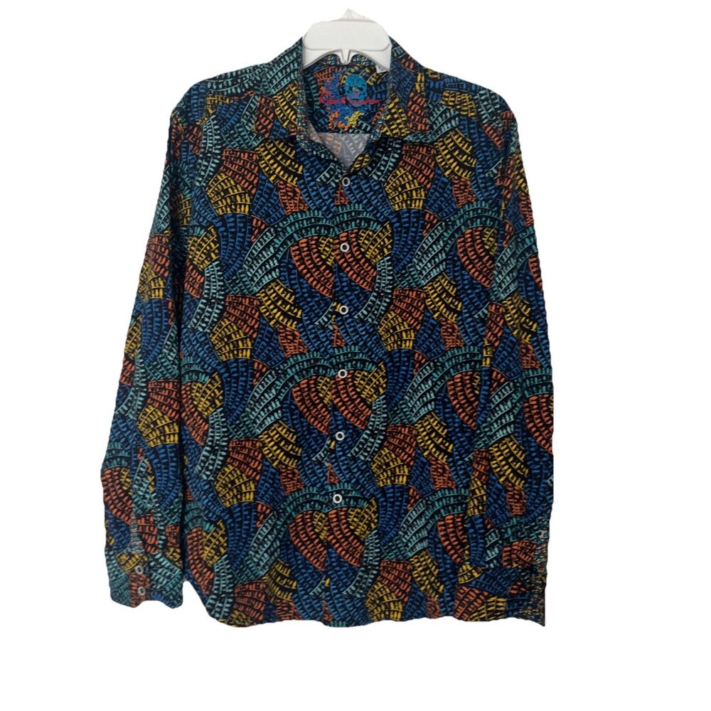 Robert Graham Men's XL Multicolor Geometric Cotton Long Sleeve Button-Up Classic